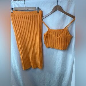Orange Knit Skirt and Matching Top by Freshman 1996